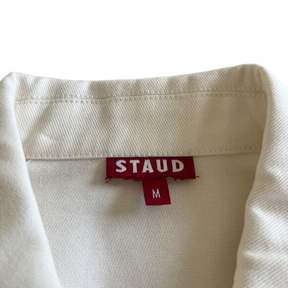 Staud White Cropped Denim Truckee Jacket Size Medium - Picture 4 of 8